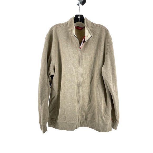 NWT Izod Full Zipper Sweatshirt Jacket Men's Sweat Shirt Size XL NEW Sandy Beige - Picture 2 of 11